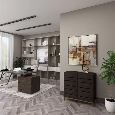 Contemporary Bold Facet Carved Wood Side Cabinet Brown - Olivia & May 16 Contemporary Bold Facet Carved Wood Side Cabinet Brown - Olivia & May - Image 16