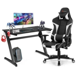 Costway Z-Shaped Racing Style Desk & Massage Gaming Chair Set For Home Office -Chic Furniture Store GUEST d12b7479 a869 4dfa bdbd 2fb7951964f5