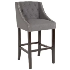 Merrick Lane Upholstered Barstool 30" High Transitional Tufted Barstool With Accent Nail Trim -Chic Furniture Store GUEST d170437a 2ea3 493e 85d9 8c8b96ce0425