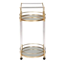 Nakano Metal And Glass 2 Tier Wine Cart Gold/Mirror - Baxton Studio -Chic Furniture Store GUEST d180e7c1 79d8 44c7 9838 393d70129208