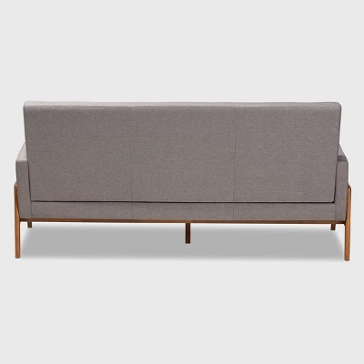 Perris Upholstered Wood Sofa Light Gray/Walnut - Baxton Studio 3 Perris Upholstered Wood Sofa Light Gray/Walnut - Baxton Studio - Image 3