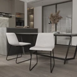 Emma And Oliver 18 Inch Indoor Dining Table Chairs, LeatherSoft Upholstery-Set Of 2