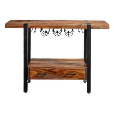 Secret Saloon 1 Drawer Wine Console Brown/Black - Treasure Trove Accents 1 Secret Saloon 1 Drawer Wine Console Brown/Black - Treasure Trove Accents