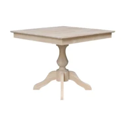 29.9" Dining Tables Sparks Square Top Pedestal Unfinished - International Concepts