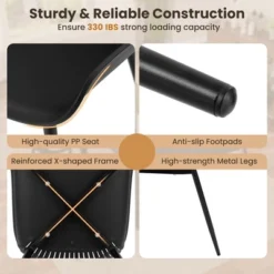 Tangkula Plastic Dining Chair Set Of 4 W/ Metal Legs Cutout Backrest Curved Seat -Chic Furniture Store GUEST d4af907d 38c6 4b8e af02 f24d5a20e352