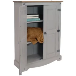Sunnydaze Decor Sunnydaze 2-Door, 2-Shelf Accent Cupboard - Solid Pine - Gray - 43" H -Chic Furniture Store GUEST d67705d0 fb09 4be4 b552 1212c065a7d6