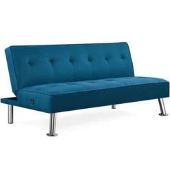 Yaheetech Modern Fabric Convertible Futon Sofa Bed With USB Ports -Chic Furniture Store GUEST d70b4c77 487d 4d93 96fc 169dda4637db