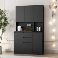 Chery Life 74" Black Kitchen Pantry Cabinet Cupboard With 6 Doors,3 Shelves And 2 Drawer,Versatile Cabinet, Storage Cabinet For Kitchen -Chic Furniture Store GUEST d7587b3c a0fe 4ad4 8526 311b21951ff0