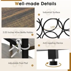 Tangkula Wine Rack Table Coffee Bar Cabinet Freestanding Liquor Stand Glass Holder -Chic Furniture Store GUEST d93614f8 9d77 40f4 bf98 c34e6fdb7215