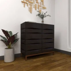 Contemporary Bold Facet Carved Wood Side Cabinet Brown - Olivia & May 28 Contemporary Bold Facet Carved Wood Side Cabinet Brown - Olivia & May -Chic Furniture Store GUEST d9a3f0f4 04f8 4e73 a00f 4207a78fc065