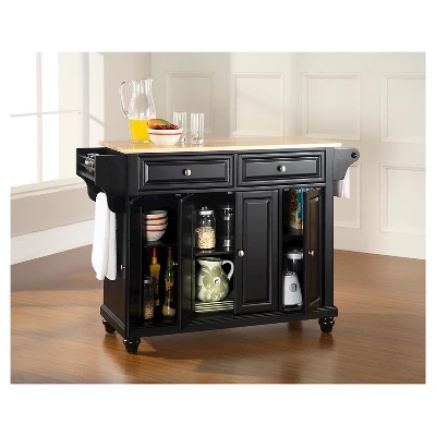 Cambridge Natural Wood Top Kitchen Island Black - Crosley 4 Cambridge Natural Wood Top Kitchen Island Black - Crosley - Image 4