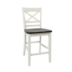 4pc Set With X Back Counter Height Barstools Brown/White - Benzara -Chic Furniture Store GUEST dbfdaca9 d2c9 45b0 b2ce 45c0650a8677