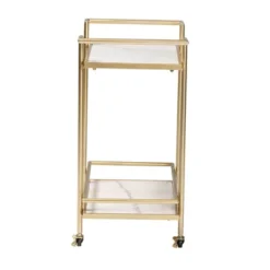 Louise Metal And Marble 2 Tier Wine Cart Gold/White Marble - Baxton Studio -Chic Furniture Store GUEST ddc4acbd f531 4487 8e3c c6ff51af2288
