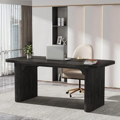 Tribesigns 62" Executive Desk, Large Office Computer Desk With Double Pedestal, Modern Simple Rectangle Writing Table For Home Office 1 Tribesigns 62" Executive Desk, Large Office Computer Desk With Double Pedestal, Modern Simple Rectangle Writing Table For Home Office