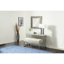 Contemporary Metal Pattern Console Table Silver - Olivia & May -Chic Furniture Store GUEST e008d15f 64cf 49c4 a186 ead6efe8eb7a