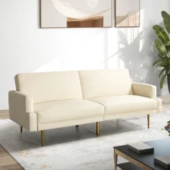 Lanna 76"Wide Vegan Leather Modern Style Convertible Futon Sofa Bed For Living Room Guest Bedroom | ARTFUL LIVING DESIGN -Chic Furniture Store GUEST e0a5820e 7e8f 4c39 b03a f0b76a02244e