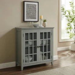 Largo Double Door Cabinet Gray - Linon -Chic Furniture Store GUEST e12f113a cb29 4b00 b427 27047cd8f8a5