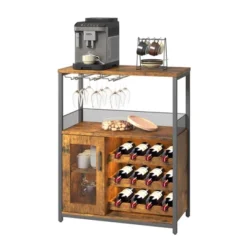 Corner Wine Rack, 3-Tier Freestanding Bar Cabinet For Kitchen, Living Room - 69x35x92cm With Glass Holder & Mesh Door 18 Corner Wine Rack, 3-Tier Freestanding Bar Cabinet For Kitchen, Living Room - 69x35x92cm With Glass Holder & Mesh Door -Chic Furniture Store GUEST e1bc67e9 8ea4 4b9d a3a6 13c300b8d913