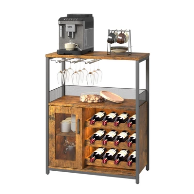 Corner Wine Rack, 3-Tier Freestanding Bar Cabinet For Kitchen, Living Room - 69x35x92cm With Glass Holder & Mesh Door 8 Corner Wine Rack, 3-Tier Freestanding Bar Cabinet For Kitchen, Living Room - 69x35x92cm With Glass Holder & Mesh Door - Image 8