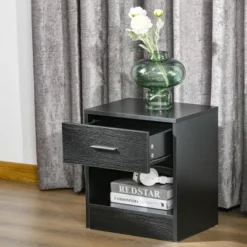 HOMCOM Modern Nightstand, Accent End Table With Drawer And Storage Shelf, Sofa Side Table For Living Room Or Bedroom -Chic Furniture Store GUEST e1cd7ed1 37f1 4d3a ad1c 353d81cfe10d