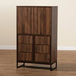 Neil Wood And Metal Storage Cabinet Brown/Black - Baxton Studio -Chic Furniture Store GUEST e28eef7d 2f5f 40bb 9666 9fac71cf1c85