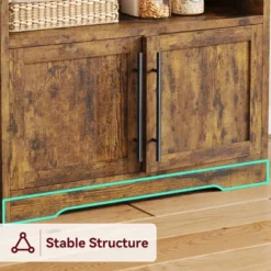 Microwave Stand Bakers Rack Cabinet, Farmhouse Wooden Storage Cabinet With Power Outlet With Thickened Counter -Chic Furniture Store GUEST e33f45bf ceb7 49ac a7d9 af986b1d5fad