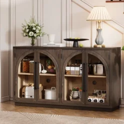 KTMBDW Sideboard Buffet Cabinet With Storage, 60" Large Kitchen Storage Cabinet With 4 Doors, Wood Coffee Bar Buffet Table For Kitchen -Chic Furniture Store GUEST e3609a64 9d81 4486 99c6 885adfa9dc17