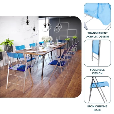 LeisureMod Menno Folding Dining Chair With Stainless Steel Frame, Compact And Durable Design For Kitchen, Balcony, Patio, Garden, Office, Or Event Use 2 LeisureMod Menno Folding Dining Chair With Stainless Steel Frame, Compact And Durable Design For Kitchen, Balcony, Patio, Garden, Office, Or Event Use - Image 2