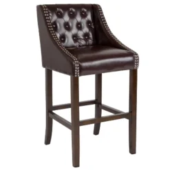Merrick Lane Upholstered Barstool 30" High Transitional Tufted Barstool With Accent Nail Trim -Chic Furniture Store GUEST e5f09997 1bee 4ec8 ba09 00a2e94c5ba5