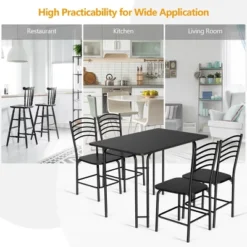 Costway 5 Piece Dining Set Home Kitchen Table 29.5'' And 4 Chairs With Metal Legs Modern Black -Chic Furniture Store GUEST e6803c19 9a2a 4eb4 ba9e 387e87b18dea