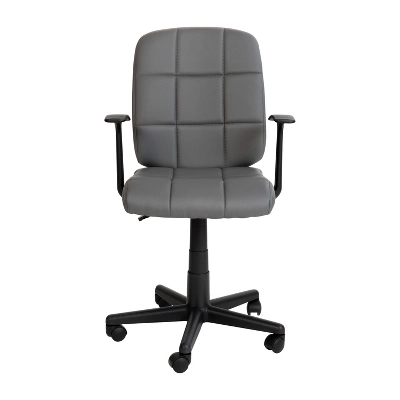 Flash Furniture Mid-Back Gray Quilted Vinyl Swivel Task Office Chair With Arms 7 Flash Furniture Mid-Back Gray Quilted Vinyl Swivel Task Office Chair With Arms - Image 7
