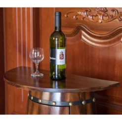 Vintiquewise Rustic Lockable Barrel Shaped Wine Bar Cabinet Wooden End Table -Chic Furniture Store GUEST e6fc2bc8 a4af 49f9 80b0 7f893338e319