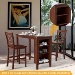 Costway 3PCS Counter Height Pub Dining Table Set W/ Storage Shelves&2 Bar Chairs 12 Costway 3PCS Counter Height Pub Dining Table Set W/ Storage Shelves&2 Bar Chairs -Chic Furniture Store GUEST e7878bde 19e4 40a6 80f6 1c9449a18b8e