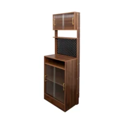 LIVAREEmlen Kitchen Baker's Racks With 2 Sliding Striped Glass Doors,Freestanding Storage Cabinet For Bottles,Wine,Coffee Machine,Microwave Oven -Chic Furniture Store GUEST e82ddb55 1816 4961 ae92 fc96d94612e8