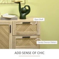 HOMCOM 61.5"L Buffet Cabinet, Rustic Sideboard With Storage Cabinets, Drawers And Adjustable Shelves For Living Room, Dining Room, Kitchen, Oak -Chic Furniture Store GUEST e8b13248 660d 4c84 b54e 9f1ca86ce396