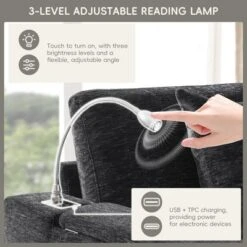 Whisen Chenille Sectional Pull-Out Sofa Bed With Flip-Up Table, Adjustable Reading Lamp, Charging Ports, Movable Storage Ottoman -Chic Furniture Store GUEST e983204c 148b 4ad2 92f9 ddb887119b96