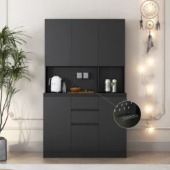 Chery Life 74" Black Kitchen Pantry Cabinet Cupboard With 6 Doors,3 Shelves And 2 Drawer,Versatile Cabinet, Storage Cabinet For Kitchen -Chic Furniture Store GUEST e9b59ab8 b7c4 4c40 9b18 b454b3879c2b