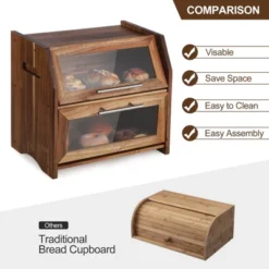 Farmhouse Acacia Wood Bread Box–2-Tier Rustic Storage With Clear Acrylic Door & Freshness Vents | Spacious Countertop Organizer For Bread, Baked Goods 10 Farmhouse Acacia Wood Bread Box–2-Tier Rustic Storage With Clear Acrylic Door & Freshness Vents | Spacious Countertop Organizer For Bread, Baked Goods -Chic Furniture Store GUEST e9fa5113 964c 490b bf5d 4d2c2177aa95