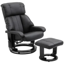 HOMCOM Recliner With Ottoman Footrest, Recliner Chair With Vibration Massage, Faux Leather And Swivel Wood Base For Living Room And Bedroom 15 HOMCOM Recliner With Ottoman Footrest, Recliner Chair With Vibration Massage, Faux Leather And Swivel Wood Base For Living Room And Bedroom -Chic Furniture Store GUEST ec4ebf16 5b51 4eef 84ac 313753998ea7