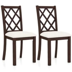 Costway Set Of 2/4 Dining Chairs Wood Kitchen Side Chair With Inclined Backrest Cherry Brown -Chic Furniture Store GUEST ecb53cd2 c67c 4a72 b245 00c3bbecdfda