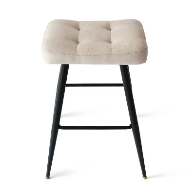 25" Kobe Backless Upholstered Saddle Counter Stool (Set Of 2)- The Pop Maison 4 25" Kobe Backless Upholstered Saddle Counter Stool (Set Of 2)- The Pop Maison - Image 4