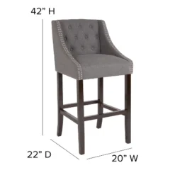 Merrick Lane Upholstered Barstool 30" High Transitional Tufted Barstool With Accent Nail Trim -Chic Furniture Store GUEST ecfea281 6d99 4db3 b2d8 a67fd046af98