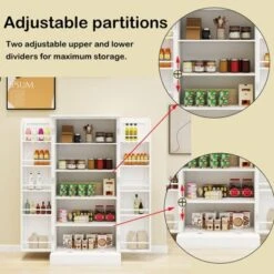 Kumasinova 50" LED Kitchen Storage Cabinets With 2 Doors,Pantry Cabinet With Adjustable Shelves,Freestanding Storage Cabinet For Kitchen,Dining,White -Chic Furniture Store GUEST eef0c6f4 8978 42b4 8b88 3726bb5ce6e4