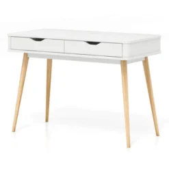 Costway 43.5" Writing Desk With 2 Drawers Anti-Tipping Kits & Solid Rubber Wood Legs White/Walnut 21 Costway 43.5" Writing Desk With 2 Drawers Anti-Tipping Kits & Solid Rubber Wood Legs White/Walnut -Chic Furniture Store GUEST f045171c be92 40fa 90f7 863530662fc7
