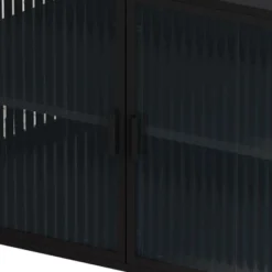 43.31" Contemporary Glass Door Cabinet With Two Levels Of Storage, Black - ModernLuxe -Chic Furniture Store GUEST f0b0db61 4547 4f84 a288 4ff6410e3a53