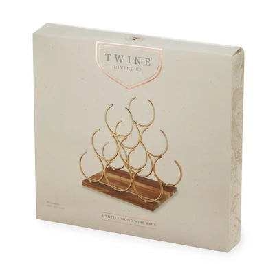Twine Pyramid 6 Bottle Wood Wine Rack, Holds 6 Standard Wine Bottles, Wood Base, Gold 4 Twine Pyramid 6 Bottle Wood Wine Rack, Holds 6 Standard Wine Bottles, Wood Base, Gold - Image 4