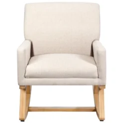 Costway Mid Century Rocking Chair Upholstered Armchair W/ Lumbar Support BeigeGray -Chic Furniture Store GUEST f2579e4f 08e5 4dee 8a0d 89c57ff1cf5e