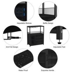 Corner Wine Rack, 3-Tier Freestanding Bar Cabinet For Kitchen, Living Room - 69x35x92cm With Glass Holder & Mesh Door 14 Corner Wine Rack, 3-Tier Freestanding Bar Cabinet For Kitchen, Living Room - 69x35x92cm With Glass Holder & Mesh Door -Chic Furniture Store GUEST f29cd367 4b36 4c78 bcdd 6d215d95c189