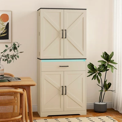 KTMBDW 67.7¡± Pantry Cabinet, Tall Kitchen Storage Cabinet With 4 Doors And 1 Drawer, Cupboard With 6 Hanging Shelves For Kitchen, Dining Room, White 8 KTMBDW 67.7¡± Pantry Cabinet, Tall Kitchen Storage Cabinet With 4 Doors And 1 Drawer, Cupboard With 6 Hanging Shelves For Kitchen, Dining Room, White - Image 8