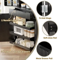 72" Fluted Kitchen Pantry Cabinet, Freestanding Cupboard Storage Cabinet With Drawers, Coffee Bar Cabinet For Living Room Hallway -Chic Furniture Store GUEST f4c3b81b 2293 40e1 8036 825c333f448d